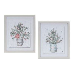 Decorative Pine Pot & Pitcher Christmas Wall Frames (Set of 2) 11.75 inch by Melrose - 1 of 3