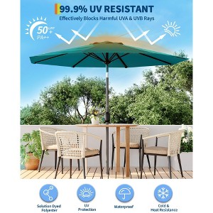 9FT Outdoor Table Patio Umbrella with Button Tilt and Crank Handle for Gardens, Patios, Backyards and Pools - 1 of 4