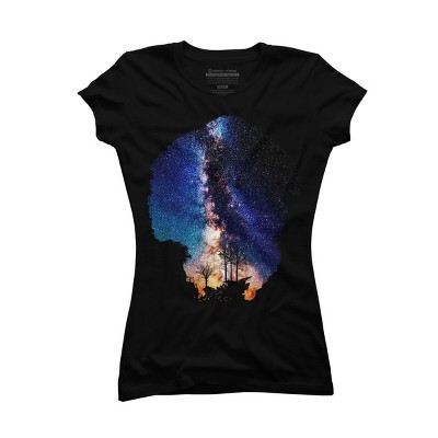 Junior's Design By Humans Night Sky By BobyBerto T-Shirt