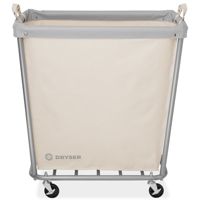 Large White Canvas and Steel Frame Laundry Hamper with Wheels