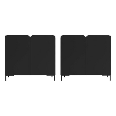 Manhattan Comfort Set of 2 Bogardus Mid - Century Modern Accent Cabinet