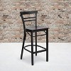 Flash Furniture Black Two-Slat Ladder Back Metal Restaurant Barstool - 2 of 4
