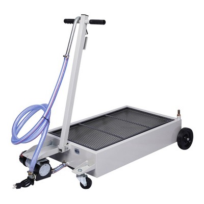 15 Gallon Low-Profile Oil Drain with Electric Pump Portable Waste Oil Change Pan with Long T-Handle and a Steel J-Hook end for Truck Car SUVs