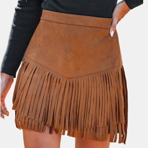 Women's High Waist Fringe Mini Skirt -Cupshe - 1 of 4