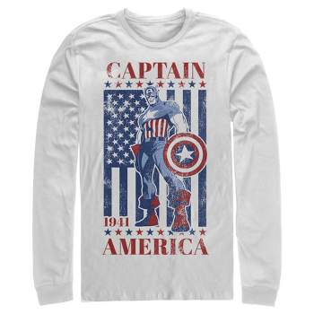 Men's Marvel Captain America Flag 1941 Long Sleeve Shirt