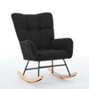 Nursery Rocking Chair, Upholstered Glider Rocker with High Backrest, Accent Reading Chair, Comfy Armchair, Recliner Chair for Bedroom Living Room - 3 of 4