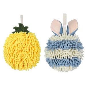 REGALWOVEN 2 Pcs Comfortable Soft Absorbent Chenille Ball Fuzzy Hand Towels - 1 of 4