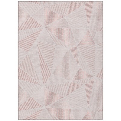 Blush And Pink Geometric Washable Indoor Outdoor Area Rug