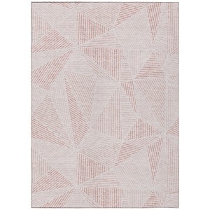 Blush And Pink Geometric Washable Indoor Outdoor Area Rug - 1 of 4
