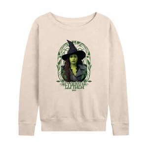 Women's - Wicked - Art Noveau Elphaba Lightweight French Terry Wide Neck Long Sleeve Graphic Shirt - 1 of 4
