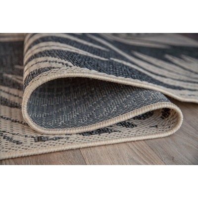 Blue Floral 5' x 7' Reversible Synthetic Area Rug