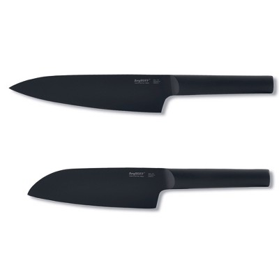 BergHOFF Ron 2Pc Cutlery Set Chef & Santoku, Black