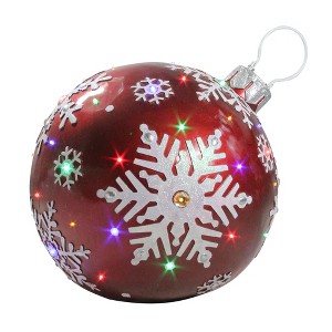 Northlight LED lighted Jeweled Commercial Christmas Ball Ornament Decoration with Snowflake - 18" - Red - 1 of 2