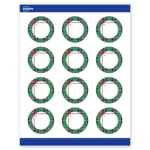 Avery Round Cards, 2" Diameter, Silver-Green Plaid, Matte, 120ct - 1 of 4