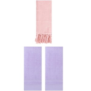 REGALWOVEN 3 Packs Striped and Tassels Bathroom Hand Towel 14" x 30" - 1 of 4