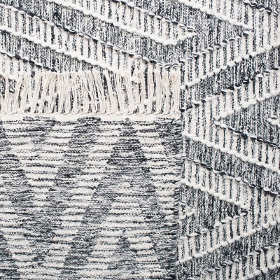 Handmade Black Wool Flat Woven Reversible Rug, 5x8 Feet
