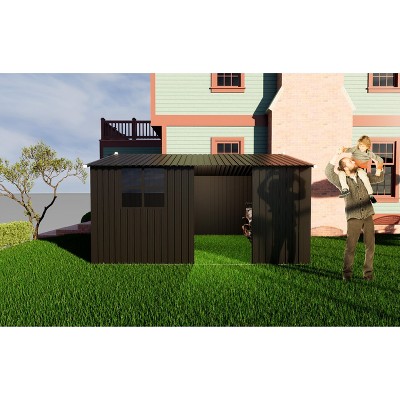 10x12 FT Metal Sheds & Outdoor Storage,Waterproof Large Backyard Shed House W/Acrylic Window and Sliding Door