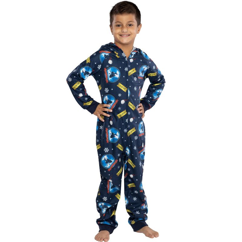 Polar Express Big Kids Believe Hooded One-Piece Footless Sleeper Union Suit, 3 of 6