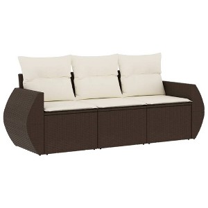 vidaXL Garden Sofa Set Brown PE Rattan 3-Seater Modular - 1 of 4