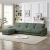 TiramisuBest 126" L-Shaped Corduroy Sofa w/ Cup Holder, Movable Footrest, 4 Waist & Back Pillows, USB & Type-C Ports,Army Green - 3 of 4