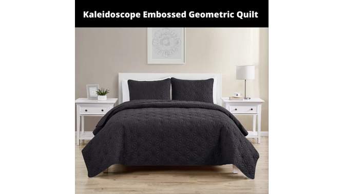3pc Kaleidoscope Embossed Geometric Quilt Set - VCNY, 2 of 9, play video