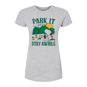 Women's - Peanuts - Park It And Stay Awhile Fitted Graphic T-Shirt - 1 of 4