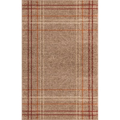 Light Brown Geometric Low Pile Area Rug 5' x 8'