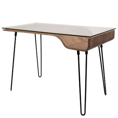 Contemporary Black and Brown Home Office Desk with Drawer