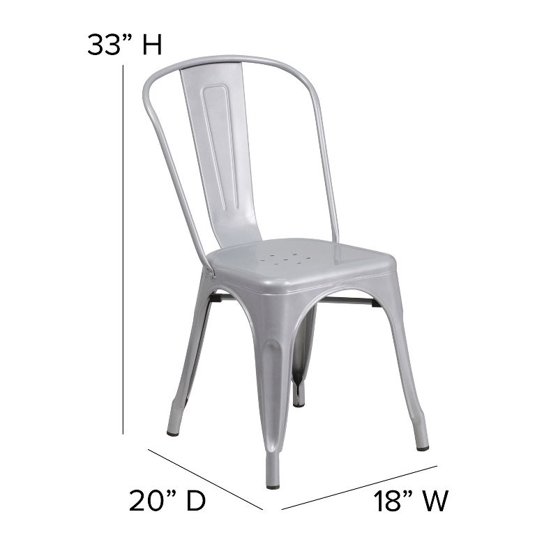 Emma and Oliver Commercial Grade 4 Pack Metal Indoor-Outdoor Stackable Chair, 4 of 12