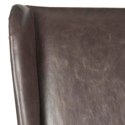 Antique Brown High Back Leather Upholstered Dining Side Chair