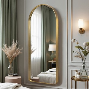Spassway 71"H x 33"W Arched Versatile Decorative Aluminum Alloy Mirror Art Designs for Living Room Bedroom Entryway Office Home Black/Gold Available - 1 of 4
