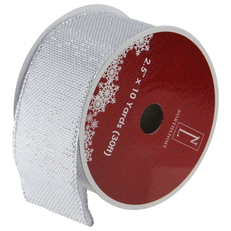 Northlight Silver Burlap Wired Christmas Craft Ribbon 2.5" x 10 Yards, 1 of 4