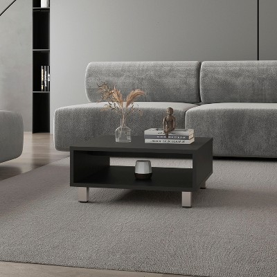 Avondale Coffee Table in Melamine with Open Storage, Black