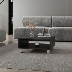 Avondale Coffee Table in Melamine with Open Storage, Black - 1 of 1