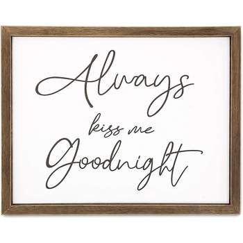 Farmlyn Creek "Always Kiss Me Goodnight" Sign, Bedroom Home Wall Decor for Couples (15 x 12 In)