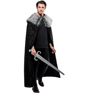 Rubies Adult Black Full Length Cape with Faux Fur Collar - 1 of 4