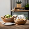 8.75"L and 10.75"L Sullivans Rustic Wood Bowl with Handles - Set of 2, Brown - 3 of 4