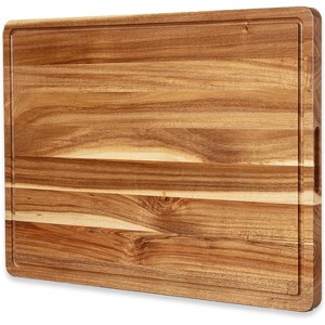 Extra Large Acacia Wood Cutting Board, Thick Butcher Block Cutting Board with Deep Juice Groove & Side Handles for Meat Vegetables Fruit - 1 of 4
