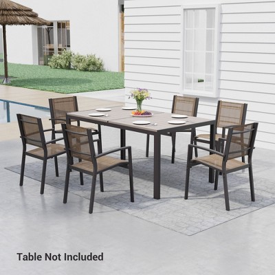 Sonkuki Outdoor Stacking Dining Chairs with breathable textile fabric