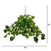 Nearly Natural 24-in UV Resistant Artificial Philodendron with 50 Warm White LED Lights in White Hanging Basket (Indoor/Outdoor) - 2 of 3