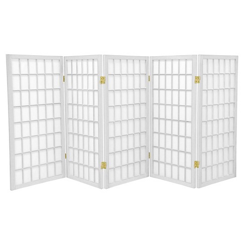 3 Ft. Tall Window Pane Shoji Screen - White (5 Panels) - Oriental ...