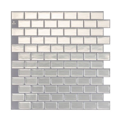 Smart Tiles Norway Alta Gray 23-in x 11-in Matte Resin Brick Wood Look Peel  and Stick Wall Tile (2.68-sq. ft/ Carton) in the Tile department at