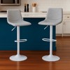 LeisureMod Tilbury Bar Stools with White Iron Base – Adjustable Height Counter Stools with Leather Seat, Swivel Function & Footrest Set of 2 - 2 of 4