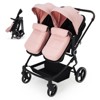 Side by Side Double Stroller for Twins, Lightweight Compact Foldable Baby Travel Stroller with High Landscape Seat - 2 of 4