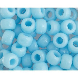 John Bead 1000 Pieces 9mm Plastic Crow Beads Light Blue Pony Bead for DIY Arts and Crafts Making Supplies - 1 of 3