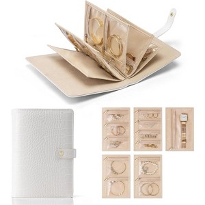 Travel Jewelry Organizer Case,Jewelry Storage Book Ring Binder with Clear Zipper Velvet Pouch Bag - 1 of 4