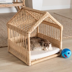bali & pari Pieta Modern Bohemian Natural Brown Rattan Pet Bed - 1 of 4