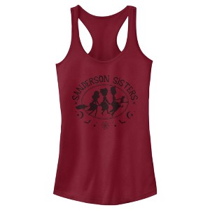 Juniors Womens Disney Hocus Pocus Sanderson Sisters Broom Silhouette Racerback Tank Top - 1 of 3