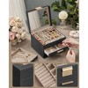 Glass Lid Jewelry Box, 4-Layer Organizer with 3 Drawers for Big and Small Jewelry, Modern Style, 8 x 9.1 x 6.5 Inches - 4 of 4