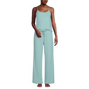 Lands' End Women's Pointelle 2 Piece Pajama Set - Cami and Wide Leg Pants - 1 of 4
